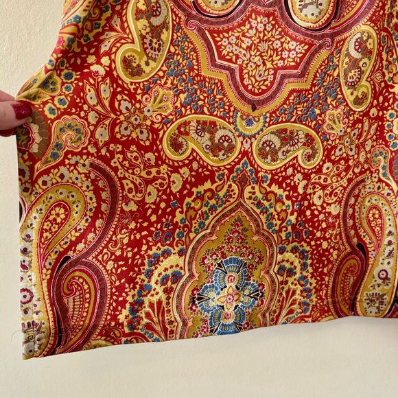 Le Chateau| Red/Mustard/Blue Paisley Lightweight Pull-On Midi Pencil Skirt Sz S - Picture 5 of 5